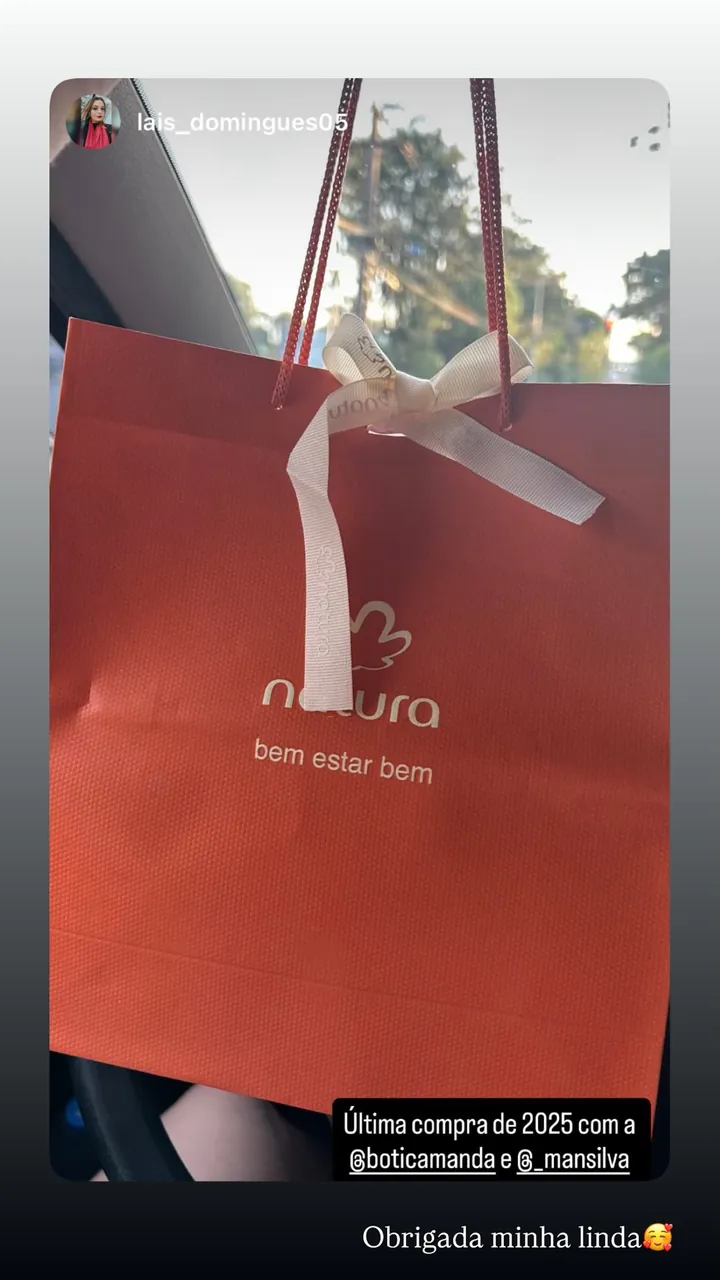 Publicação de uma cliente da Boticamanda
